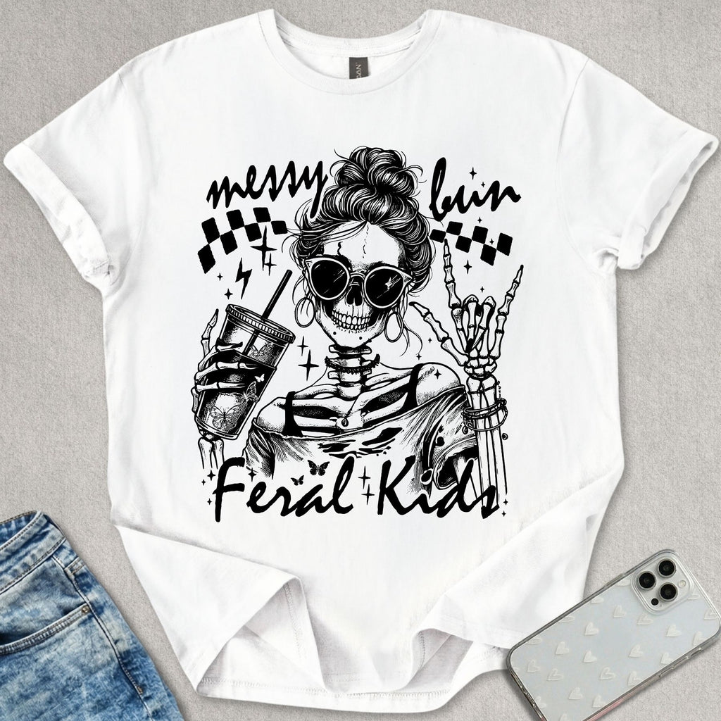 Messy Bun Feral Kids T-shirt