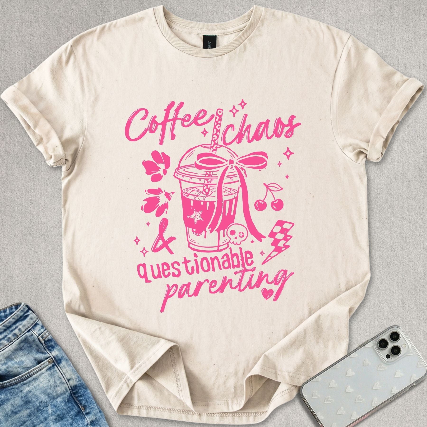 Coffee Chaos Questionable Parenting T-shirt
