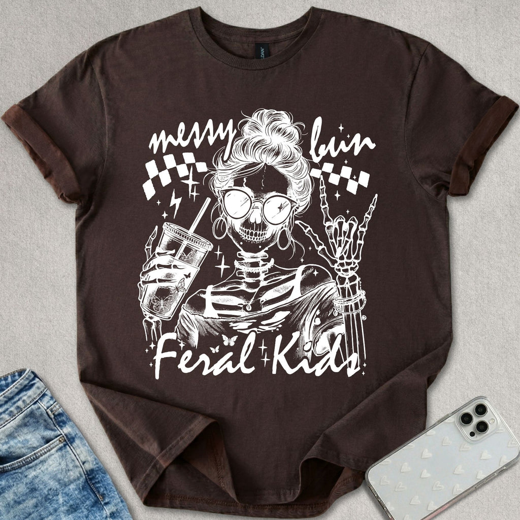 Messy Bun Feral Kids T-shirt