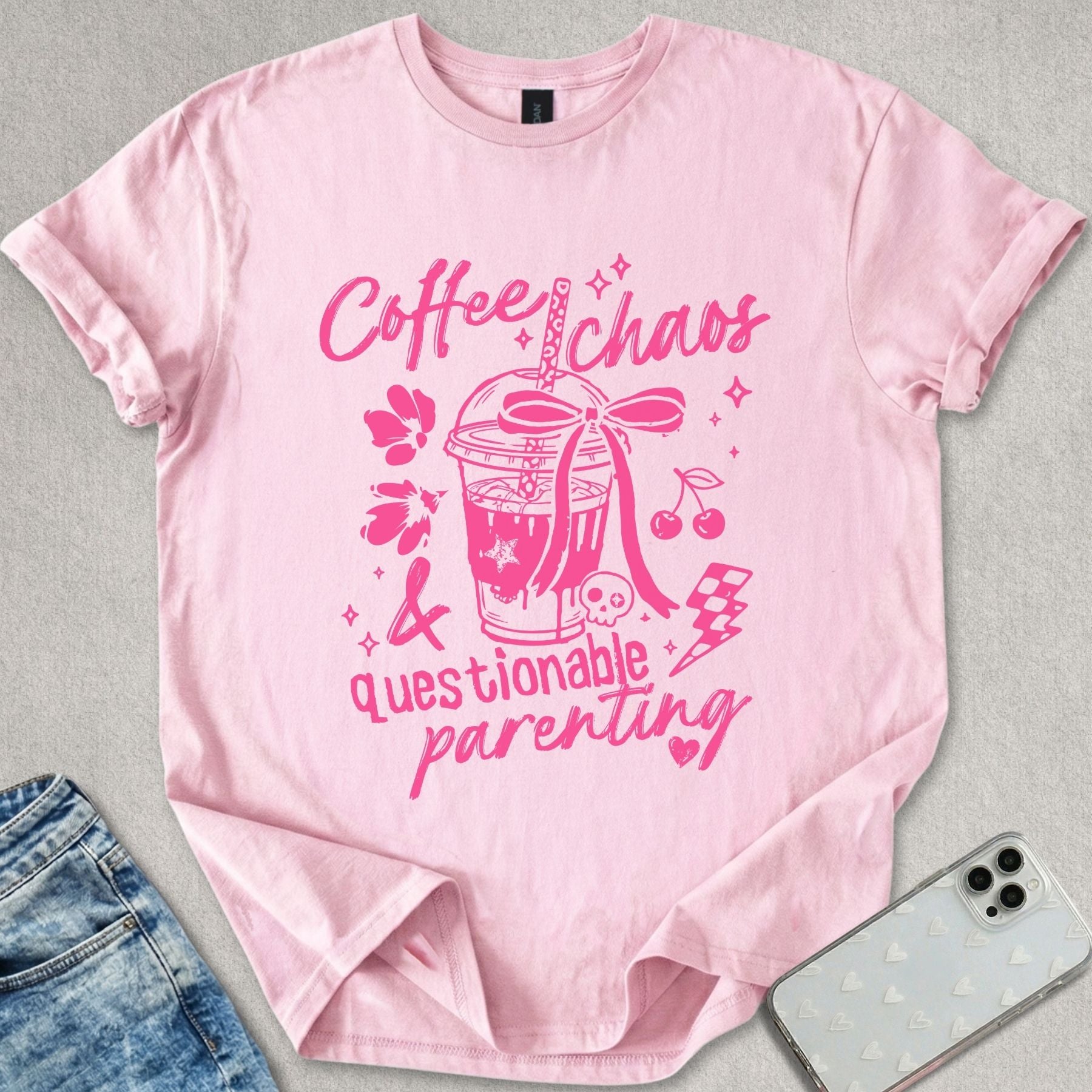 Coffee Chaos Questionable Parenting T-shirt